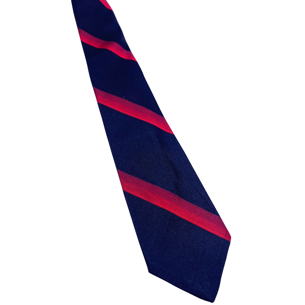 Vintage 1970s Tie Statesman Neckwear Skinny Black Red Repp Diagonal Stripe